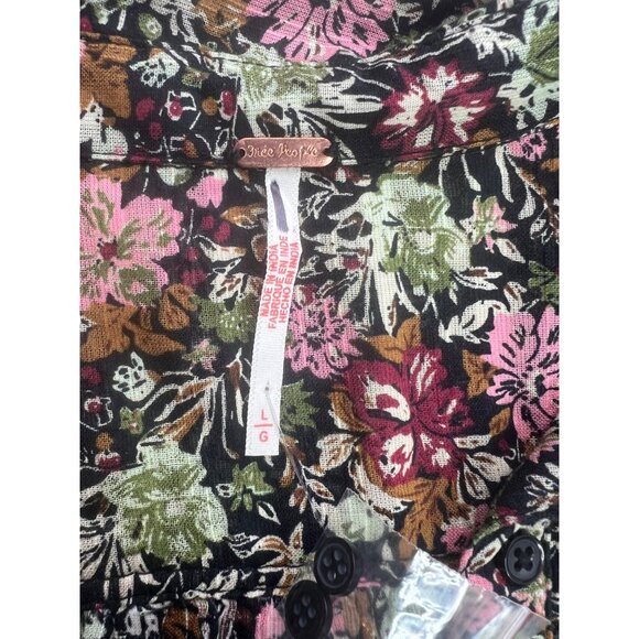 Free People Daybreak Floral Print Long Sleeve Shirt With Ruffle Details Large - Picture 11 of 15
